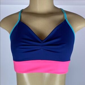 Tiger Friday Women’s Colorblock Strappy Sports Bra - Navy & Hot Pink